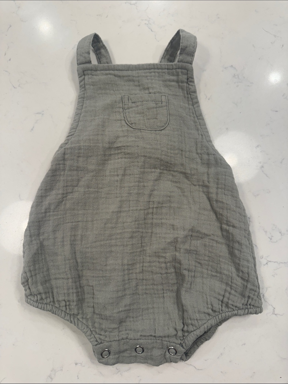 Rylee + Cru Gray Muslin Baby Romper